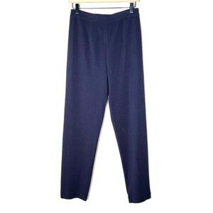 Misook navy blue straight leg elastic waist casual knit pants size small S B156